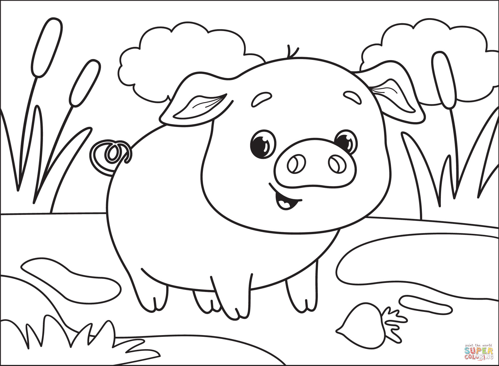 Pig coloring page free printable coloring pages