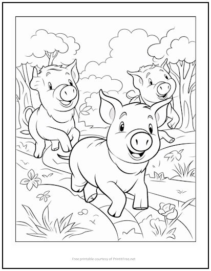 Three little pigs coloring page print it free