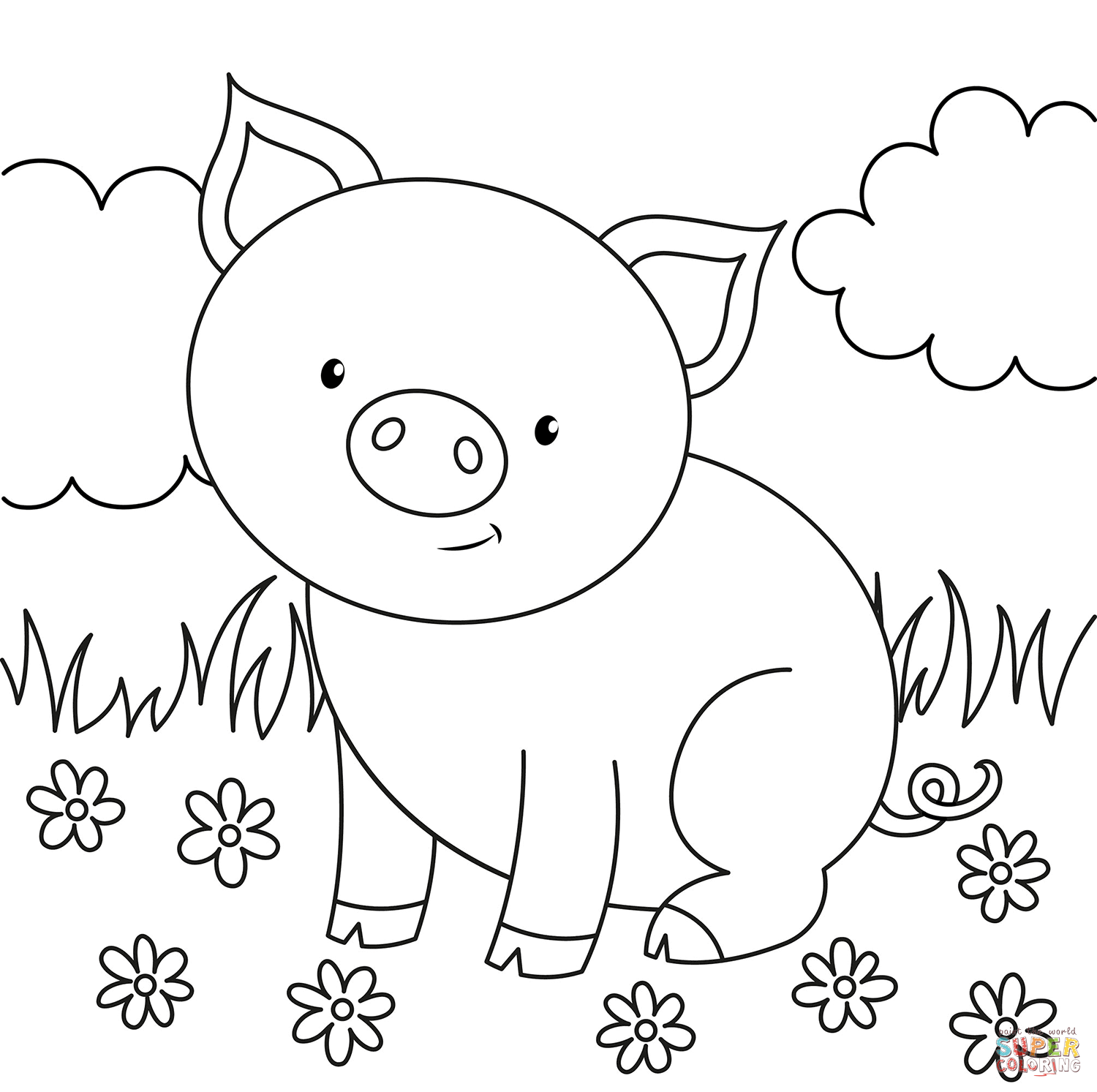 Cute pig coloring page free printable coloring pages