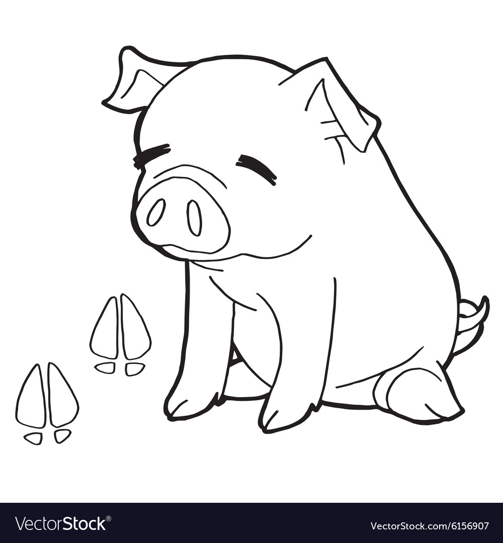 Pig with paw print coloring page royalty free vector image