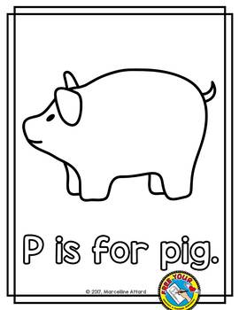 Alphabet coloring page p is for pig printable by free your heart
