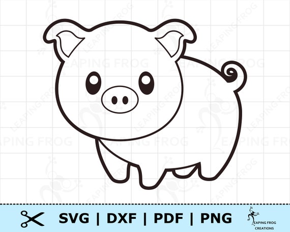 Cute pig svg png dxf pdf cricut cut files silhouette pig coloring page svg pig outline svg piggy clipart baby piglet stencil