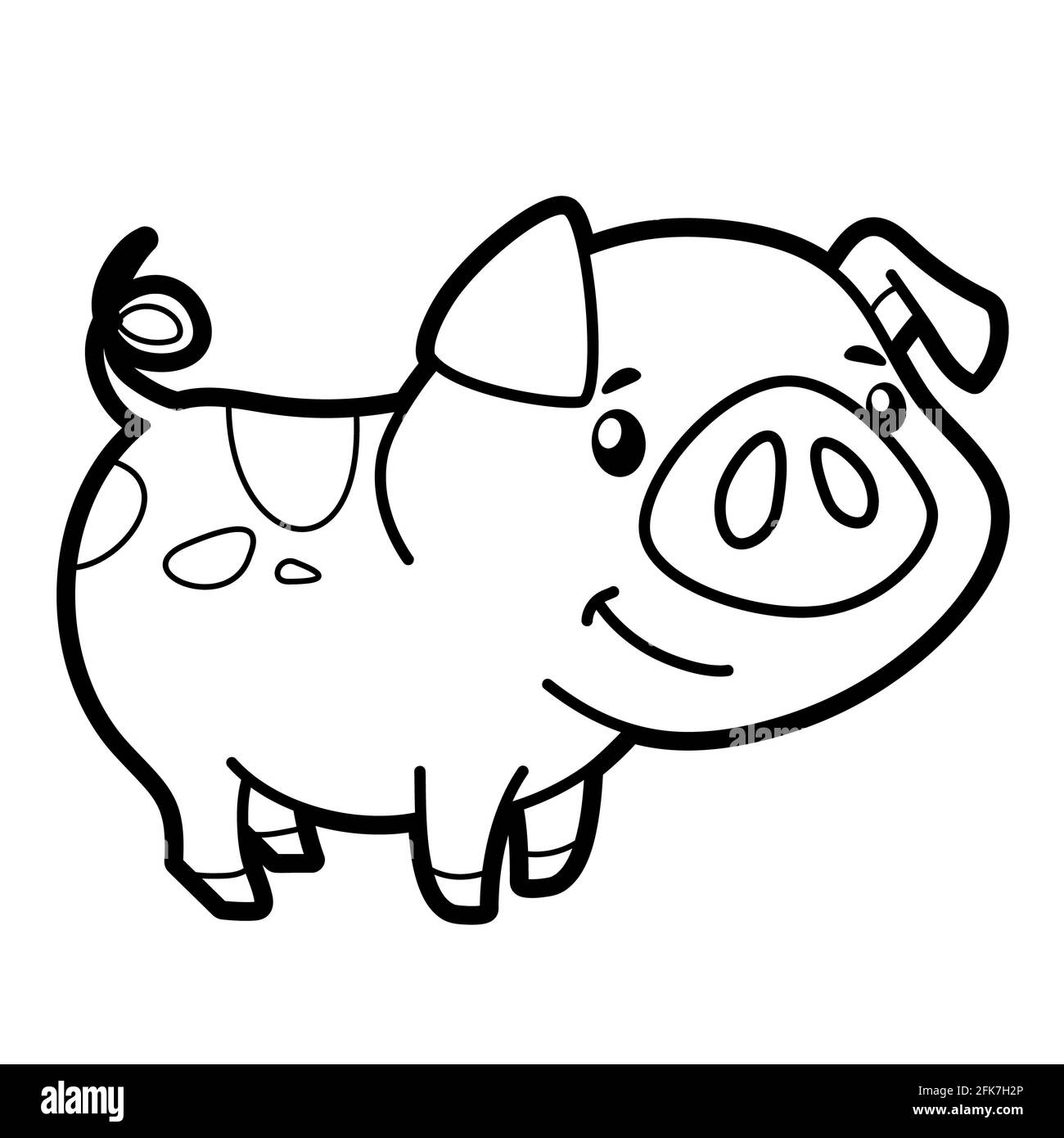 Coloring book or page for kids pig black and white illustration stock photo