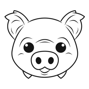 Pig face coloring pages with black eyes outline sketch drawing vector pig drawing wing drawing face drawing png and vector with transparent background for free download