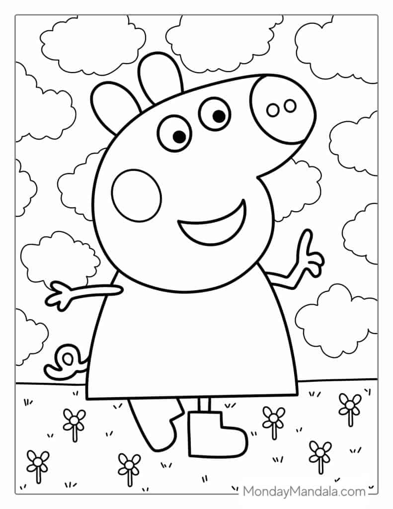 Peppa pig coloring pages free pdf printables