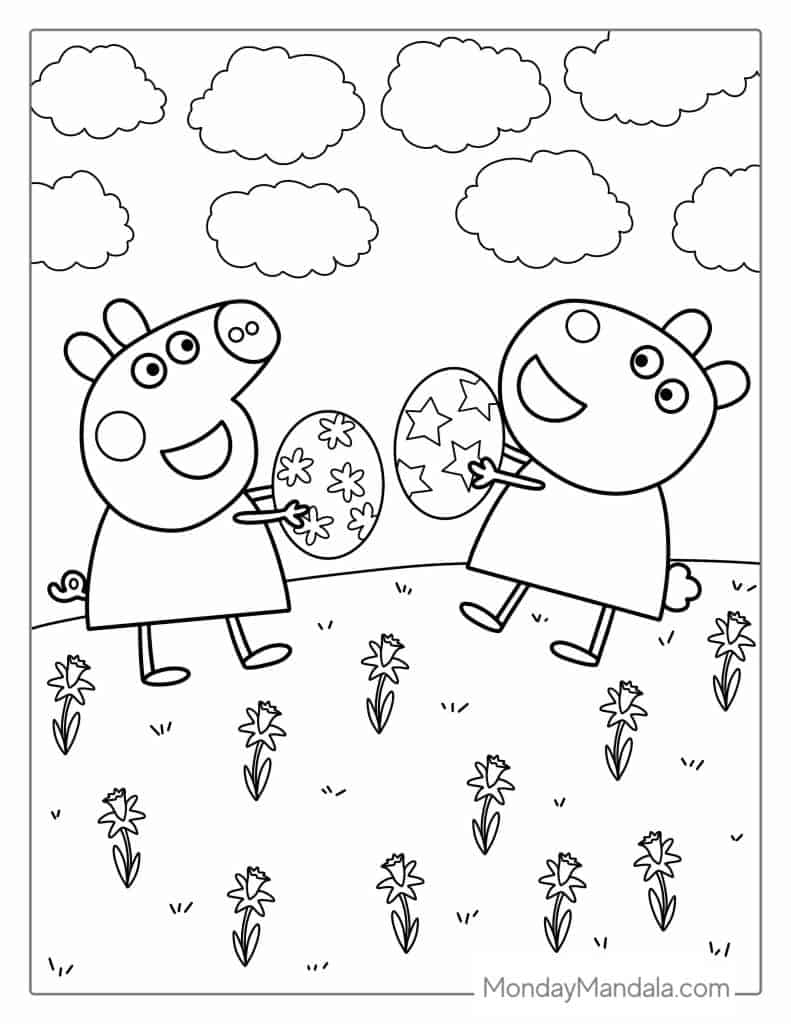 Peppa pig coloring pages free pdf printables