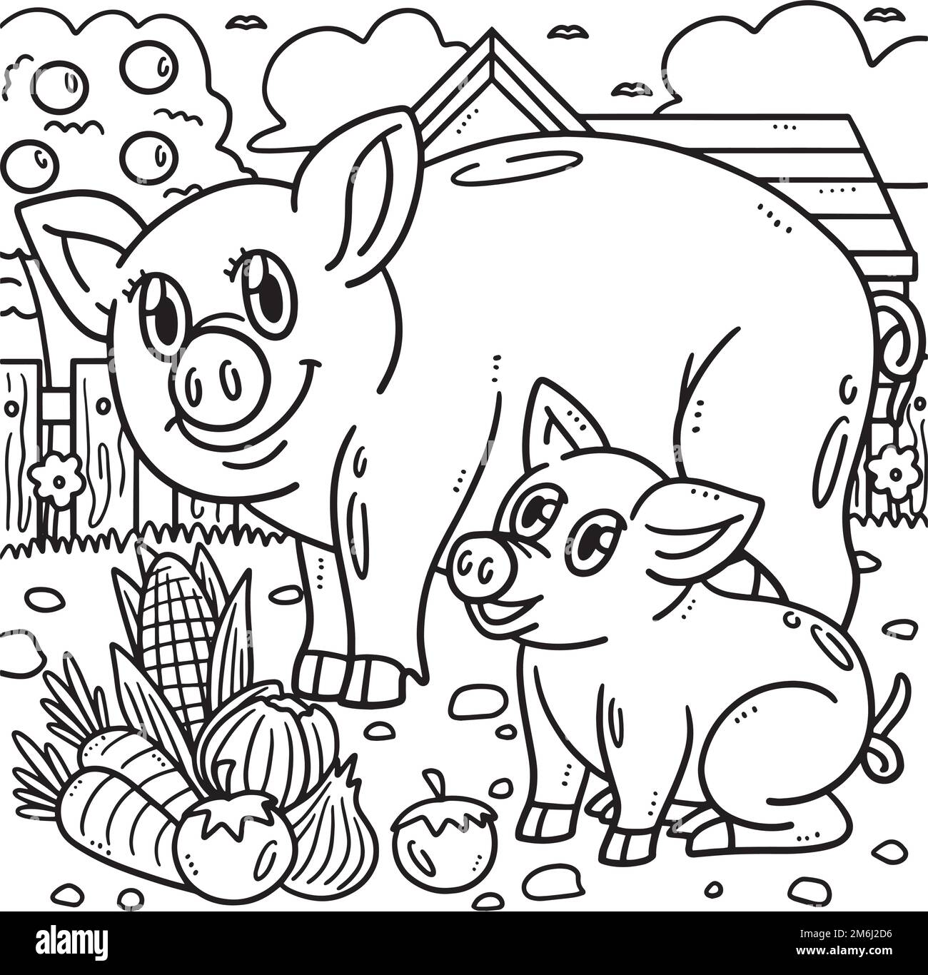 Mother pig with piglet stock vector images