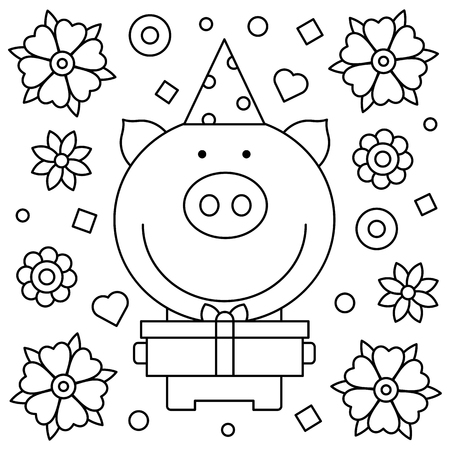 Cute pig coloring pages cliparts stock vector and royalty free cute pig coloring pages illustrations