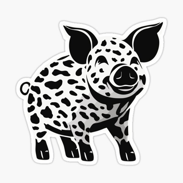 Show pig black and white sticker for sale by niktarka