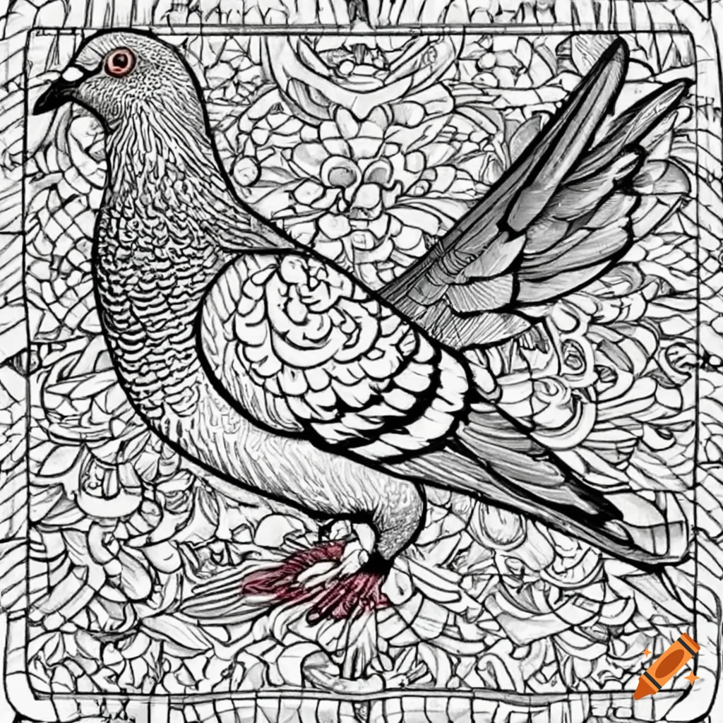 Colouring page of a pigeon on