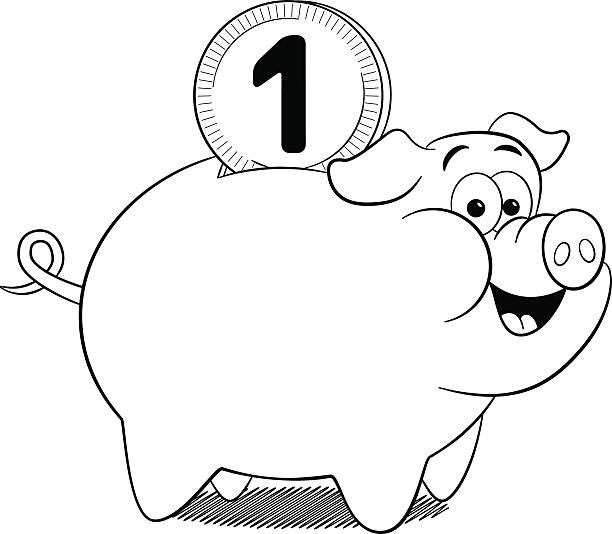 Cartoon piggy bank stock illustration