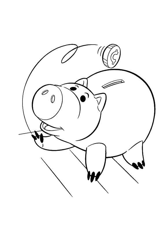 Online coloring pages bank coloring hamm pig piggy bank cartoons