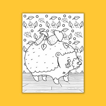 Printable fall autumn hedgehog coloring pages