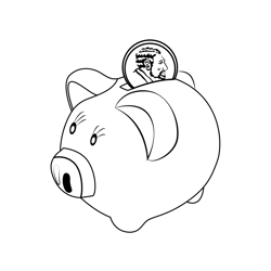 Piggy moneybox coloring pages for kids