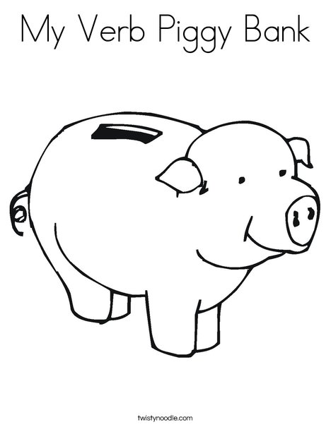 My verb piggy bank coloring page