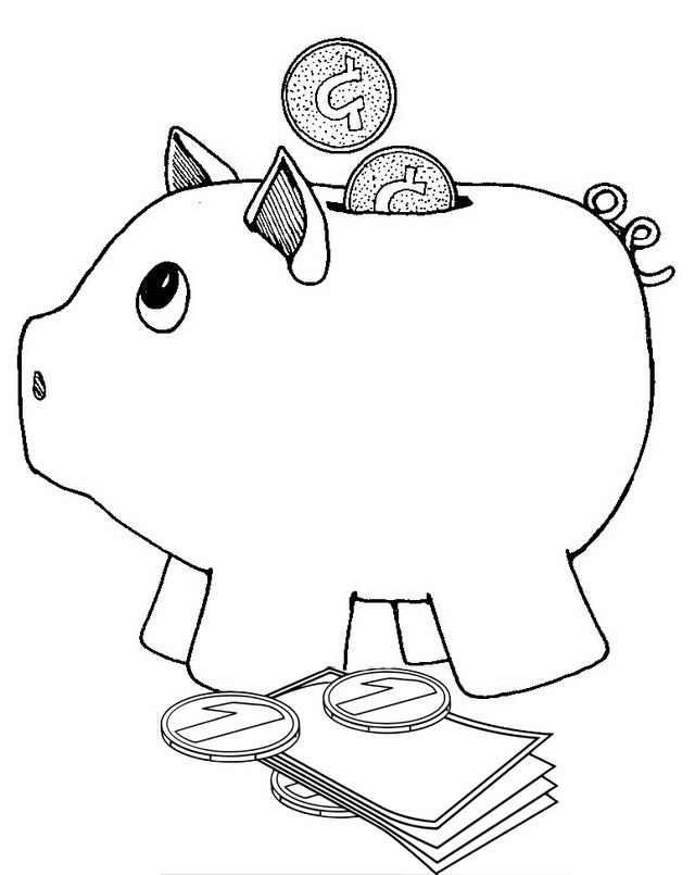 Deposit piggy bank coloring page coloring pages preschool coloring pages kids money