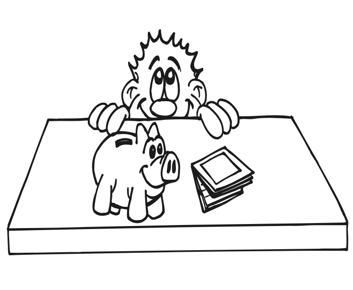 Piggy bank coloring page family coloring page