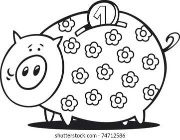 Piggy bank coloring book stock vector royalty free