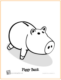Piggy bank free printable coloring page