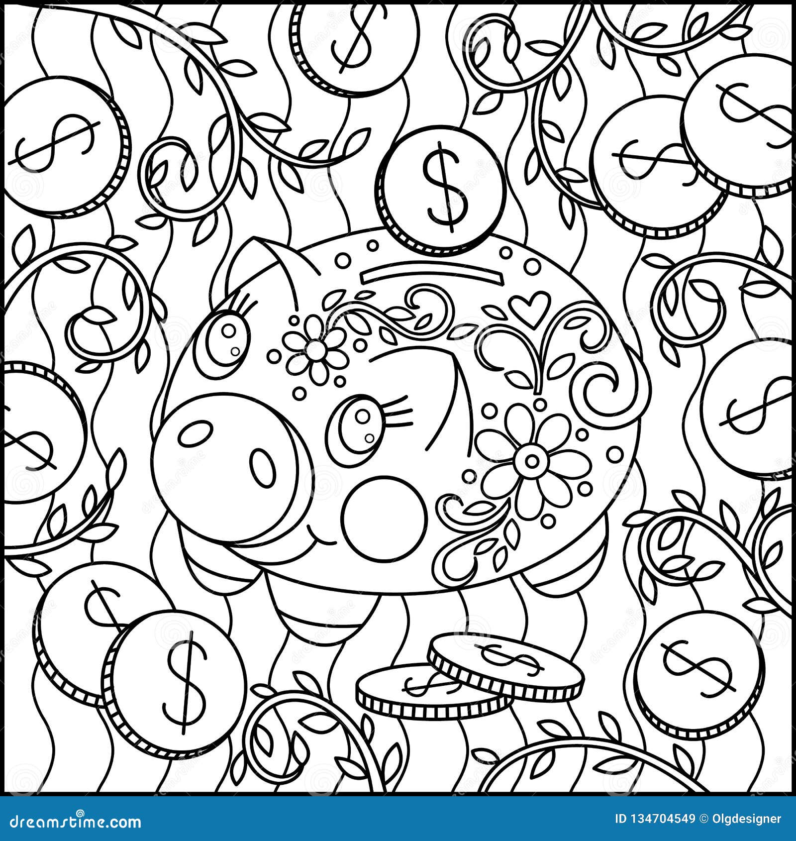 Piggy bank coloring page stock illustrations â piggy bank coloring page stock illustrations vectors clipart