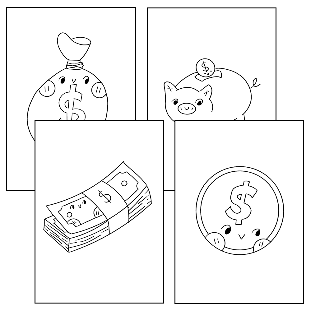 Money activity bundle saving money coloring pages color by number dot to dot made by teachers