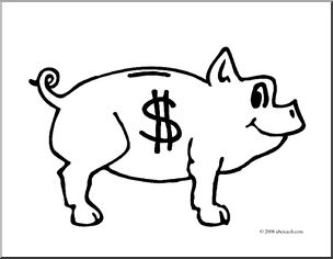 Clip art piggy bank coloring page i