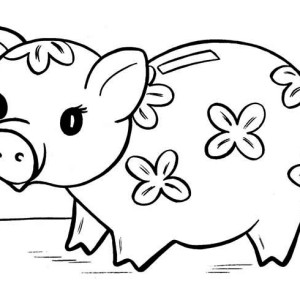 Cute piggy bank coloring page clipart panda