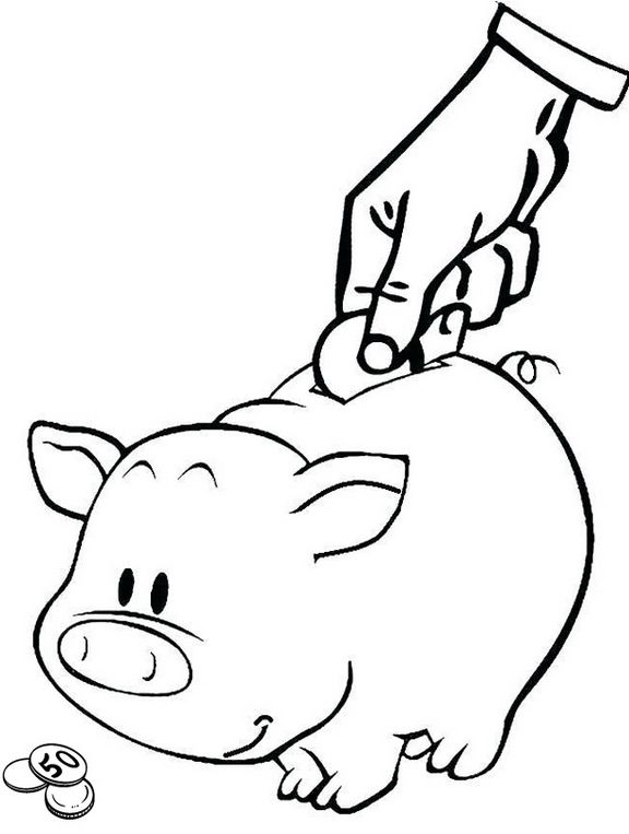 Piggy bank coloring page for learning savings to the kids coloring pages coloring sheets word family books