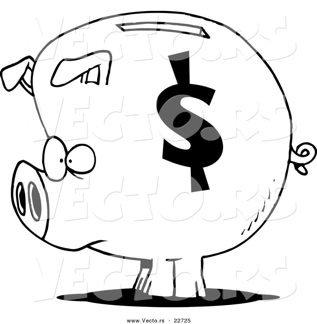 R of a cartoon dollar symbol on a piggy bank