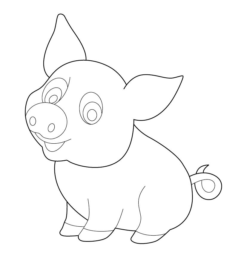 Pig colouring picture for kids free colouring book for children â monkey pen store