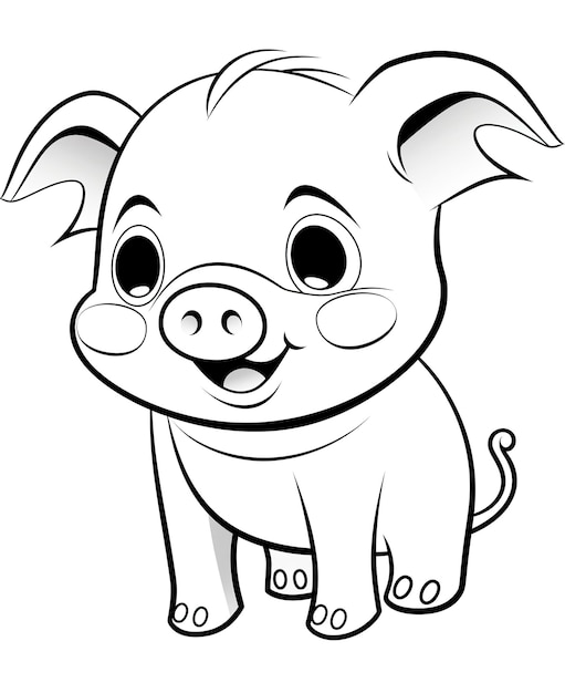 Premium ai image coloring page for kids happy and cheerful piggy