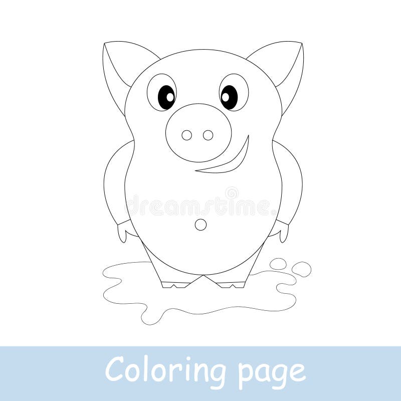 Cute cartoon piggy coloring page learn to draw animals vector line art hand drawing coloring book for children stock vector