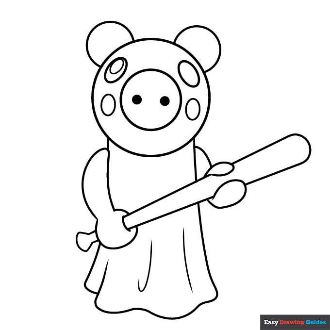 Roblox piggy coloring page easy drawing guides