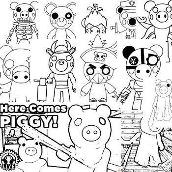 Piggy roblox coloring pages printable for kids by janatexcolor tpt
