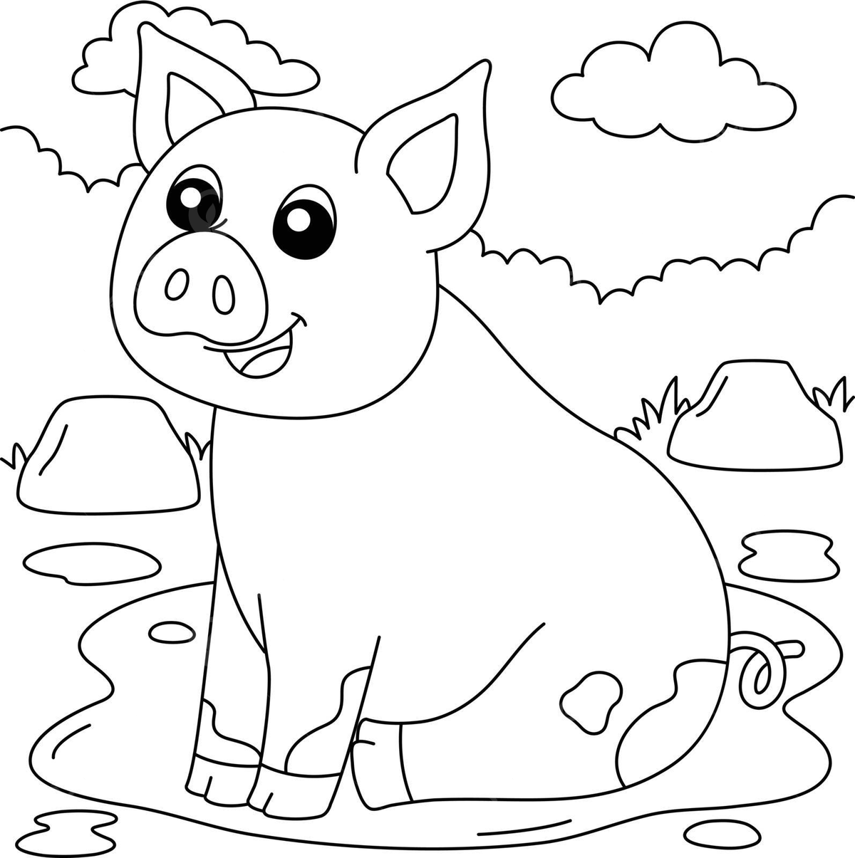Pig coloring page for kids isolated piggy colouring book vector isolated piggy colouring book png and vector with transparent background for free download