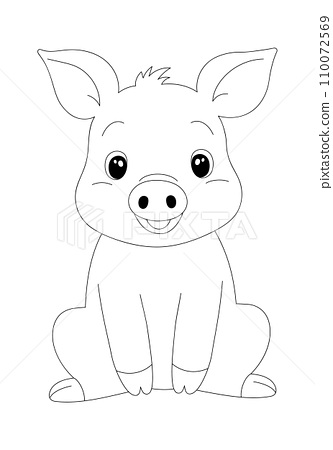 Adorable cartoon piggy for coloring page