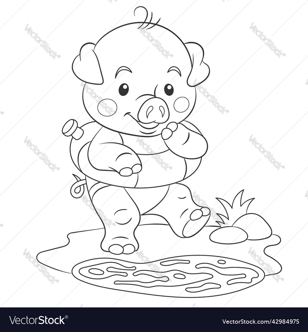Coloring page with cute baby piggy royalty free vector image
