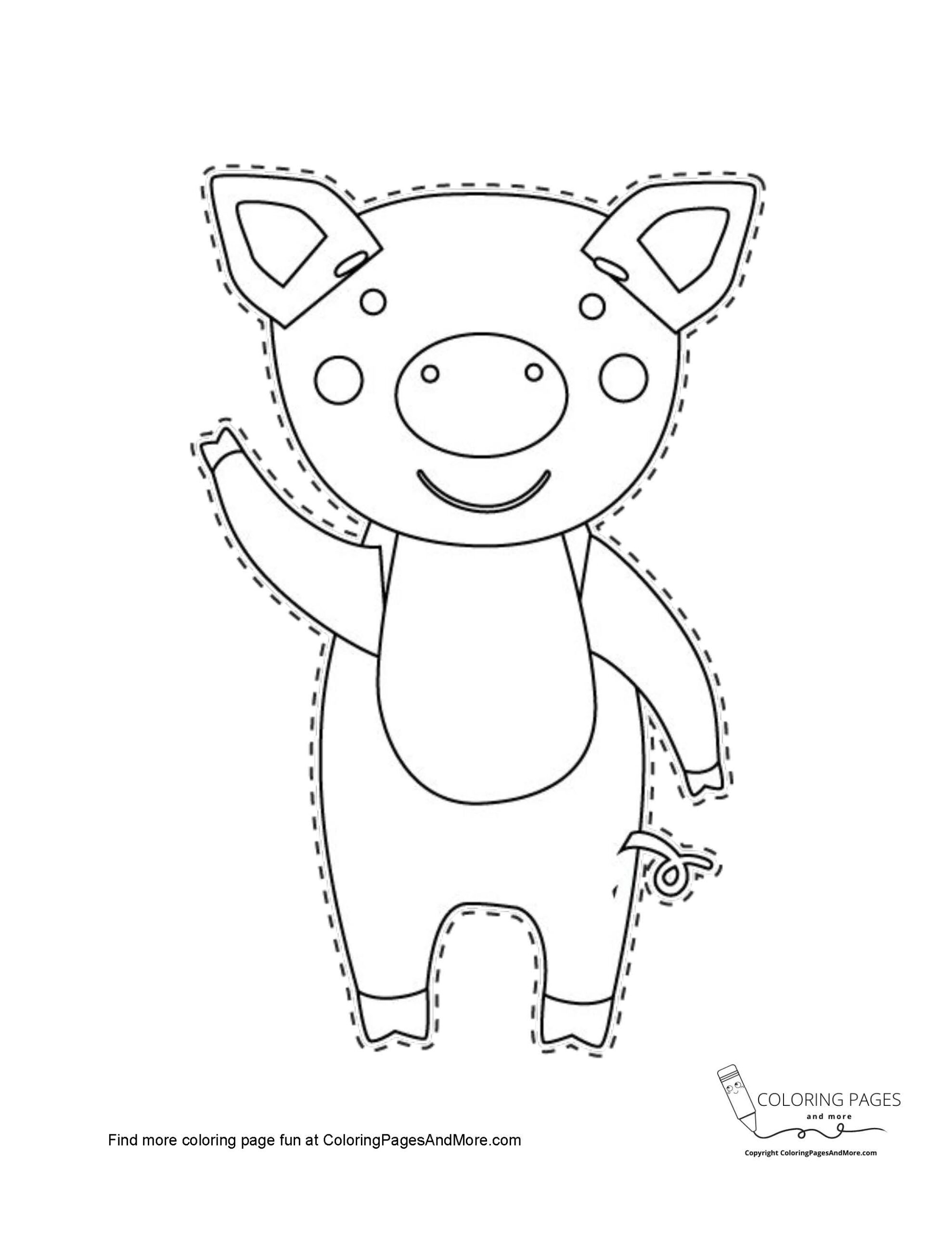 Piggy coloring and cutting page