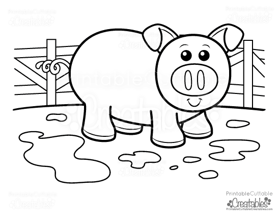 Cute piggy free kids printable coloring page