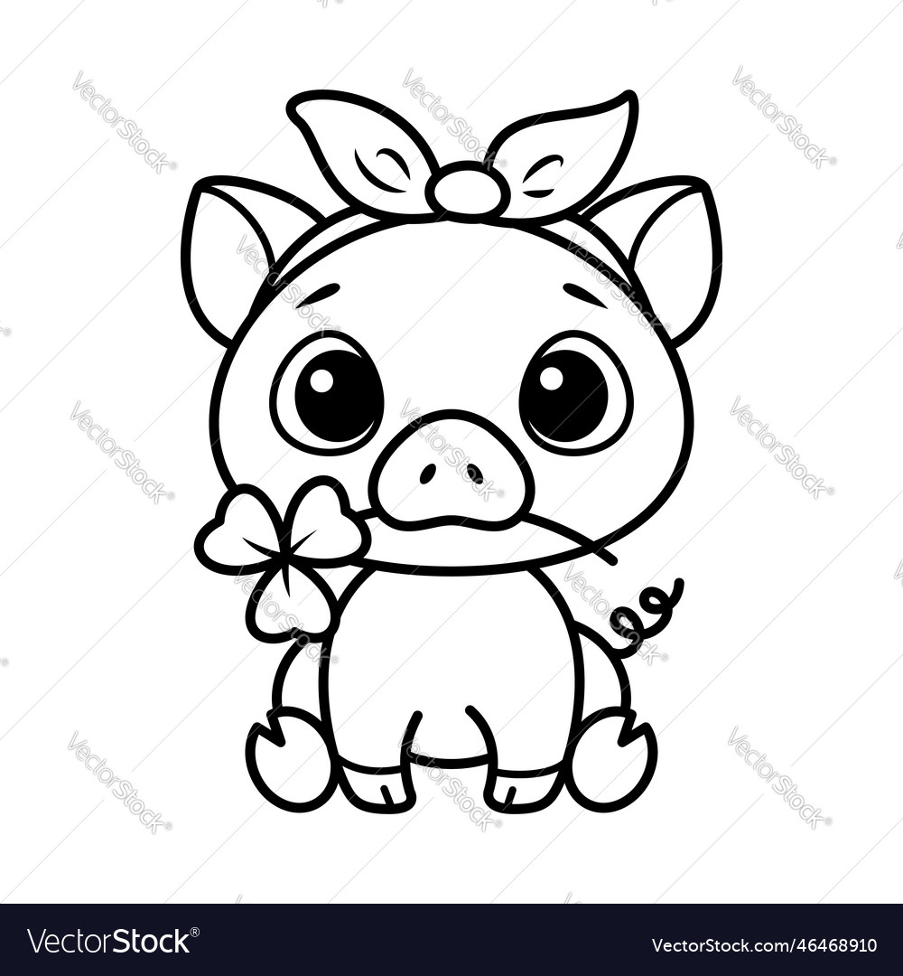 Cute pig coloring page cartoon royalty free vector image