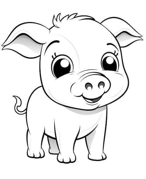 Premium ai image coloring page for kids happy and cheerful piggy