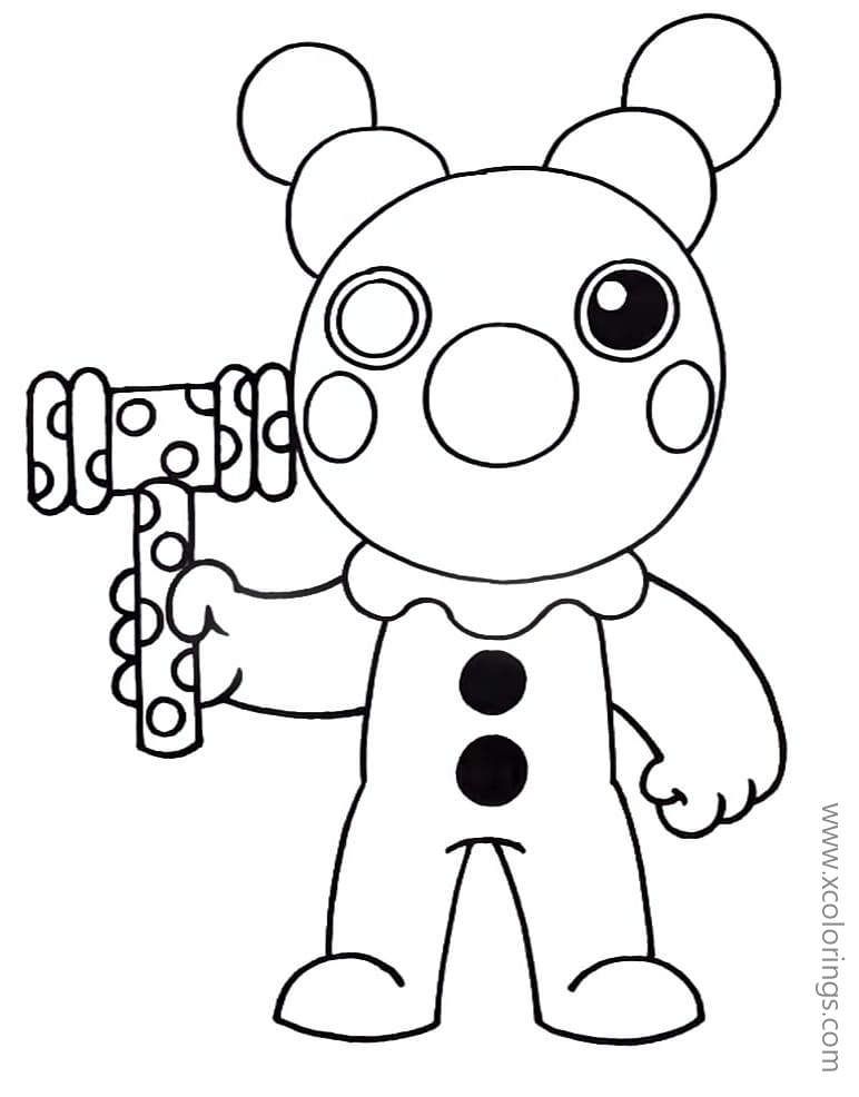 Piggy roblox coloring pages clown