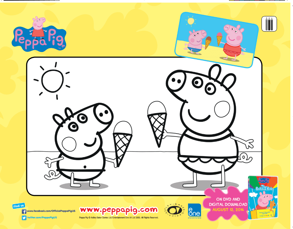 Free peppa pig coloring page and activity sheet