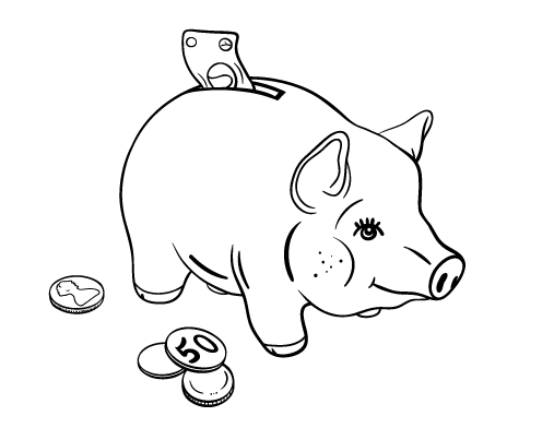 Free piggy bank coloring page