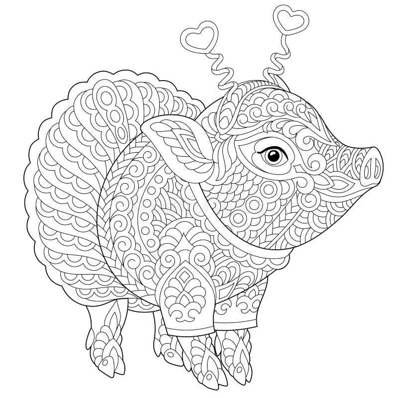 Zentangle pig stock illustrations â zentangle pig stock illustrations vectors clipart