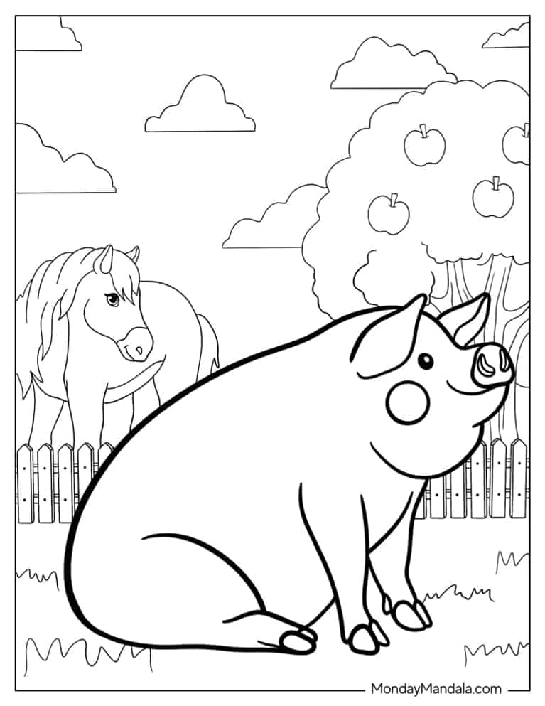 Pig coloring pages free pdf printables