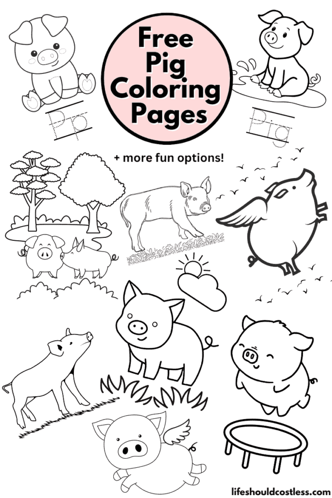 Pig coloring pages free printable pdf templates