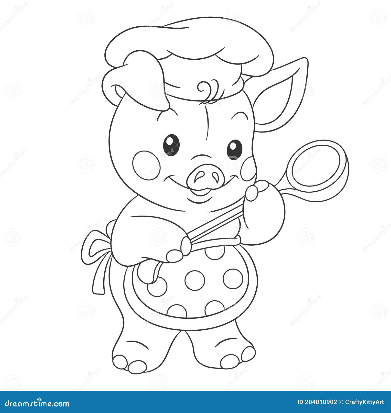 Coloring page with cute baby pig stock vector