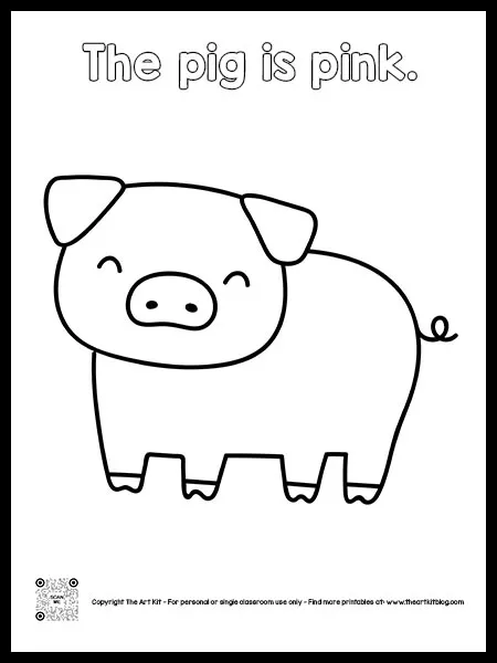 Pink pig coloring pages dotted font â the art kit