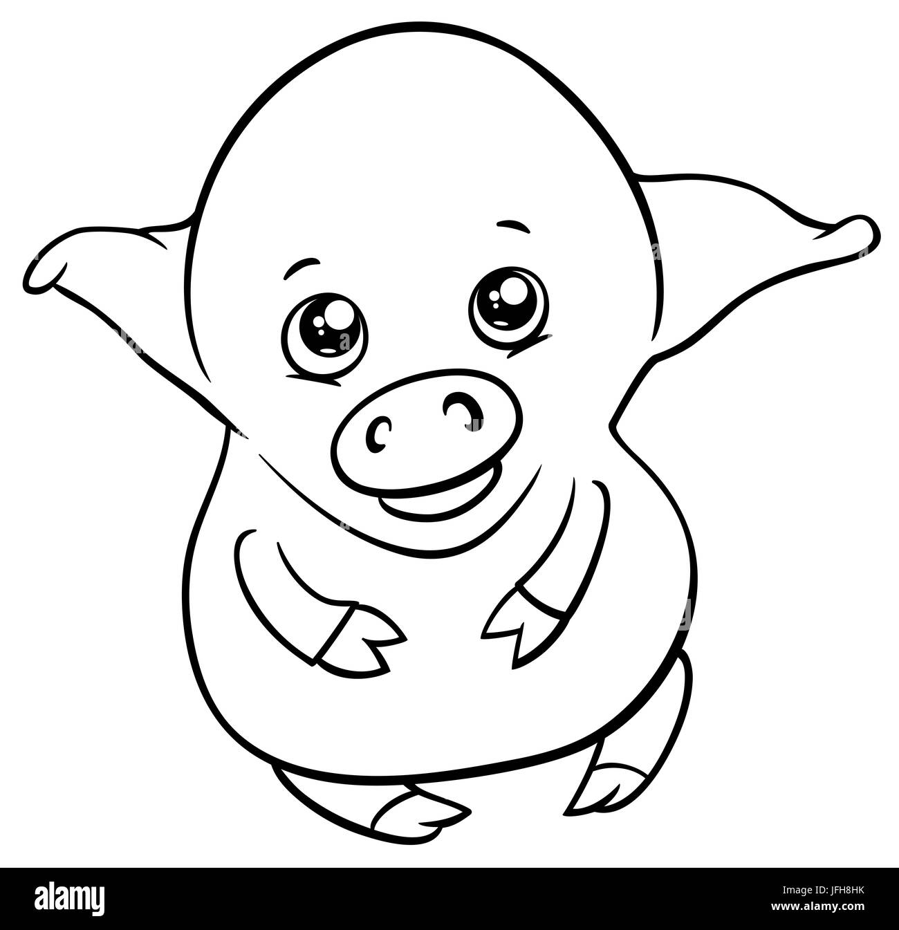 Cute piglet coloring page stock photo